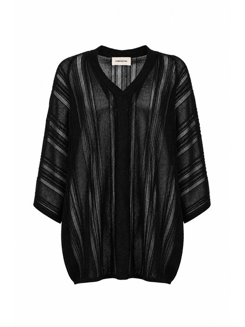 Cardigan kimono in maglia di viscosa Nero ATOMO FACTORY | PE26AFD5503D